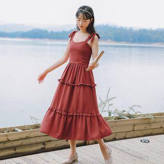 Ruffle Trim Layered Sleeveless Dress