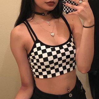 Checkerboard Cropped Camisole Top