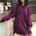 Plain Long Pullover Purple - One Size