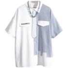 Mock Two-piece Short-sleeve Two-tone Shirt