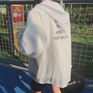 Couple Matching Letter Light Zip Hoodie