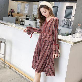Mock Two Piece Pattern A-line Dress