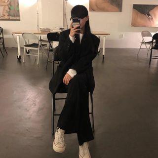 Button Blazer / Mini A-line Skirt / Straight-cut Dress Pants