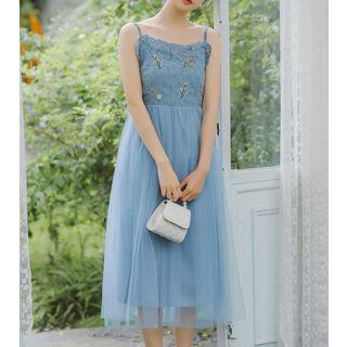 Strappy Mesh A-line Dress