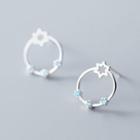925 Sterling Silver Rhinestone Star Earring 1 Pair - S925 Silver - One Size