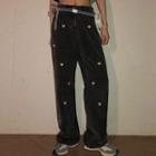 Heart Embroidered Loose Fit Jeans