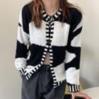 Color Panel Cardigan Black & White - One Size