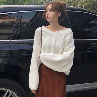 Plain Sweater / Midi Knit Skirt