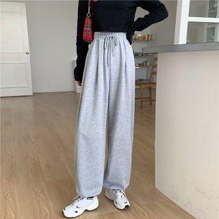 High-waist Wide-leg Gathered Cuff Sweatpants