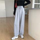 High-waist Wide-leg Gathered Cuff Sweatpants