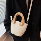 Faux Leather Two-tone Hand Bag