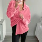 Oversize Plain Velvet Button-up Shirt