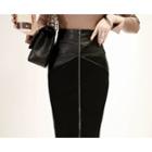 Faux-leather Panel Pencil Skirt