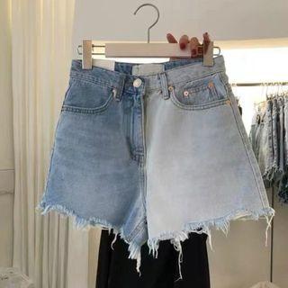 Two-tone Denim Hot Pants