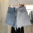 Two-tone Denim Hot Pants