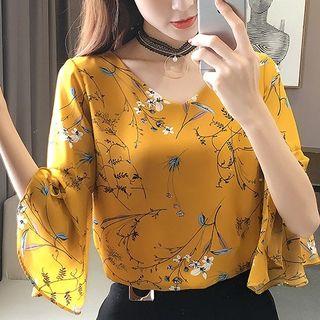 Flora Print Elbow Sleeve Blouse