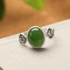 Faux Gemstone Sterling Silver Ring 1pc - Silver & Green - One Size