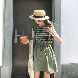 Striped Tank Top / Plain Jumper Skirt