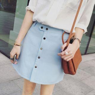 Button Down A-line Skirt