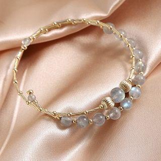 Crystal Bead Bracelet Gray Beaded - Gold - One Size