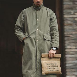 Corduroy Panel Drawstring Hooded Jacket