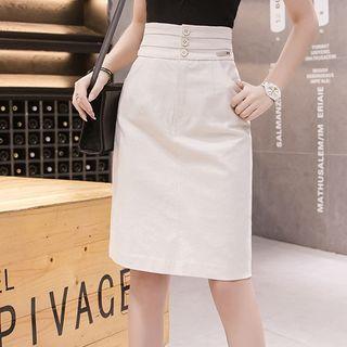 High-waist Straight-fit Denim Skirt