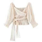 Puff-sleeve Wrapped Blouse