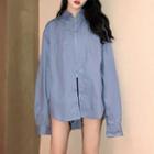 Loose Fit Long-sleeve Collared Blouse