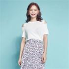 Round-neck Slit-shoulder T-shirt