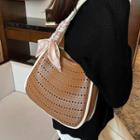 Cut-out Faux Leather Hobo Bag