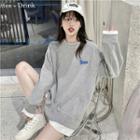 Mock Two Piece Letter Embroidered Sweatshirt