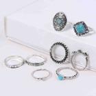 Set Of 8: Turquoise Embossed Ring (various Designs)
