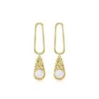 Sterling Silver Plated Gold Fashion Creative Geometric Fritillary Earrings Golden - One Size