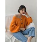 Scallop-hem Rib-knit Cardigan
