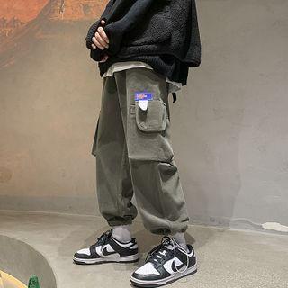 Lettering Patch Harem Cargo Pants