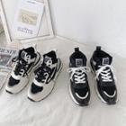 Two Tone Lace-up Platform High-top Sneakers