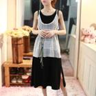 Set: Plain Tank Dress + Lace Camisole Top