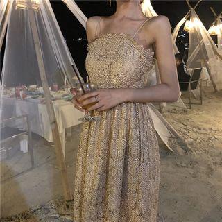 Glittered Open-back Spaghetti Strap Dress