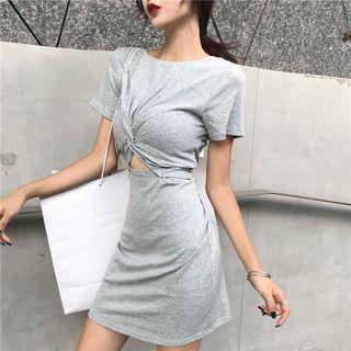 Short-sleeve Twisted Dress