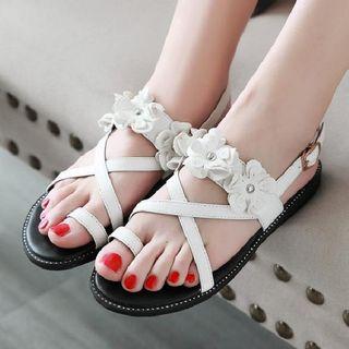 Flower Toe-loop Slingback Sandals