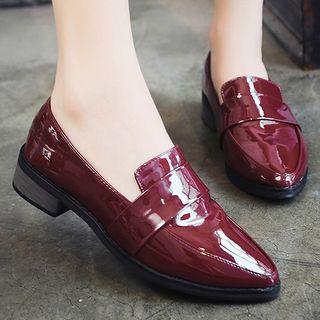 Faux Leather Pointed Loafers