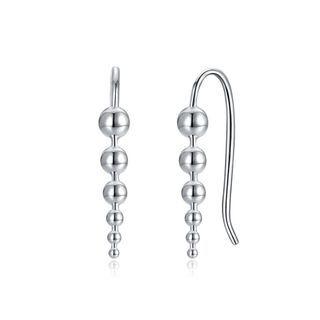 925 Sterling Silver Simple Round Bead Earrings Silver - One Size