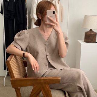 Short-sleeve Button-up Top / Pants