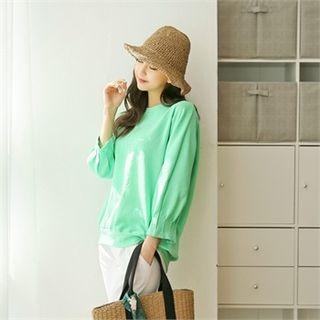 Pintuck-cuff Dip-back Pullover