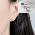 925 Sterling Silver Cubic Stud Earring Platinum - One Size