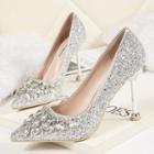 Embellished Pointed Faux Leather High-heel Pumps