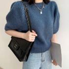 Puff-sleeve Sweater Blue - M