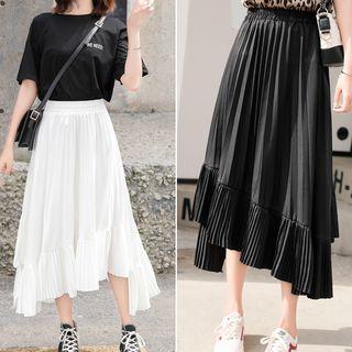 Asymmetrical Ruffle Maxi Skirt