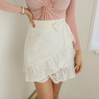 Tie-waist Laced Wrap Skirt