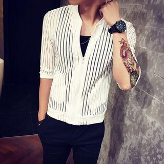 Striped 3/4 Sleeve Light Jacket